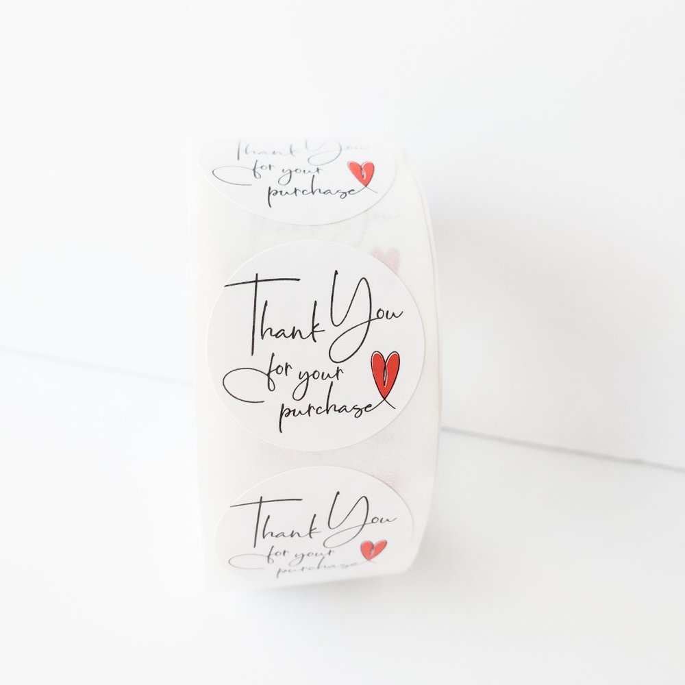 1" thank you stickers - roll of 500 stickers